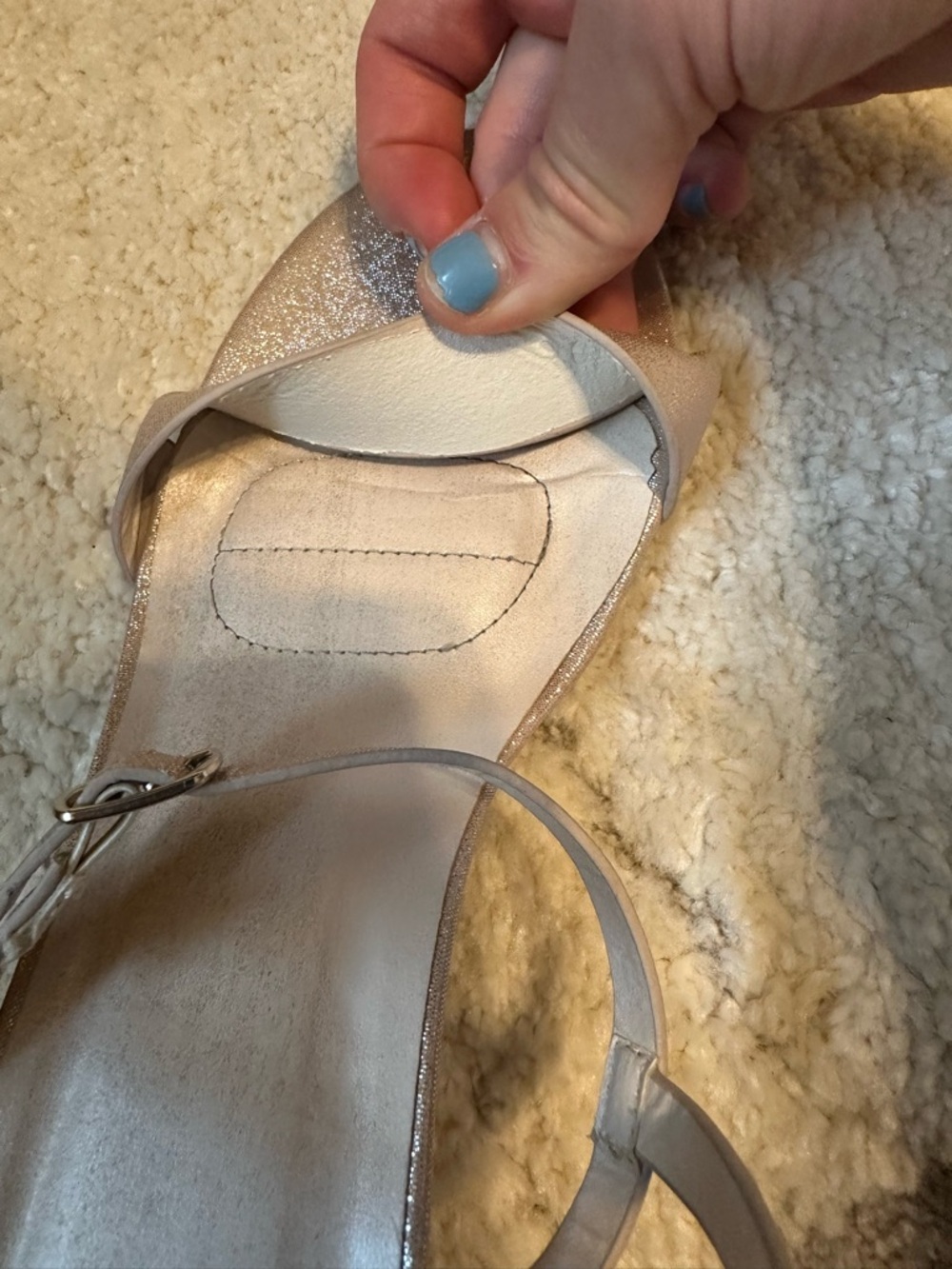David’s Bridal Champagne Strap Block Heel Sandal - Size 6.5 - Picture 5 of 5